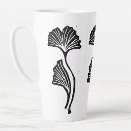Gingko Leaf Lino Print Latte Mok