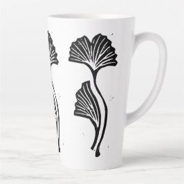 Gingko Leaf Lino Print Latte Mok