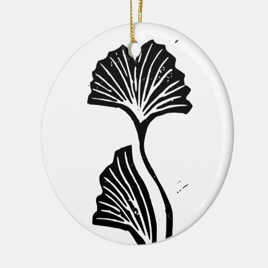 Gingko Leaf Lino Print Ornament (Links)