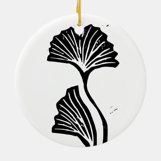 Gingko Leaf Lino Print Ornament (Achterkant)