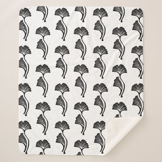 Gingko Leaf Lino Print Sherpa Deken (Voorkant)