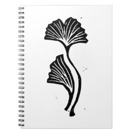 Gingko Leaf Lino Print Spiraalvormige Foto Notitie Notitieboek
