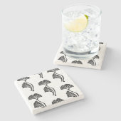 Gingko Leaf Lino Print Stone Onderzetter (Zijkant)