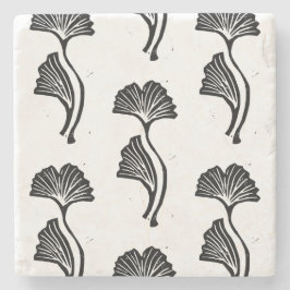 Gingko Leaf Lino Print Stone Onderzetter