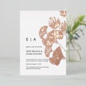Gingko Leaf Real Roos Gold Wedding Folie Uitnodiging (Staand Voorkant)