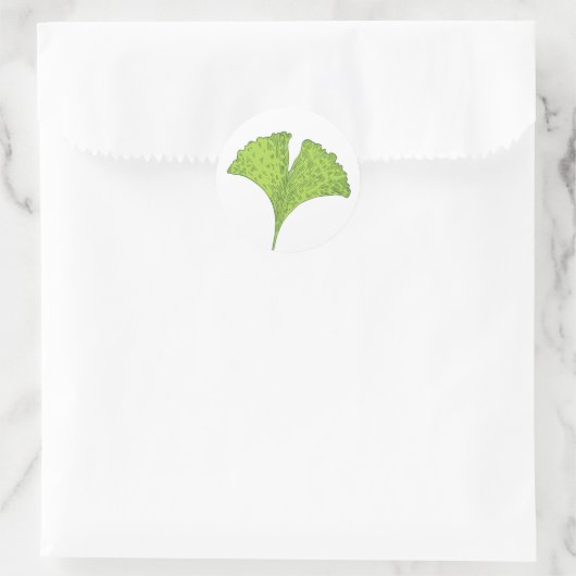 Gingko Leaf Ronde Sticker (Tas)