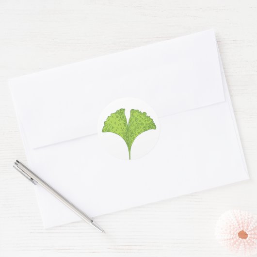 Gingko Leaf Ronde Sticker (Envelop)