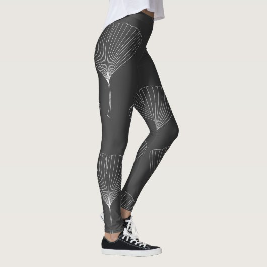 Gingko leaf zwarte leggings (Rechts)