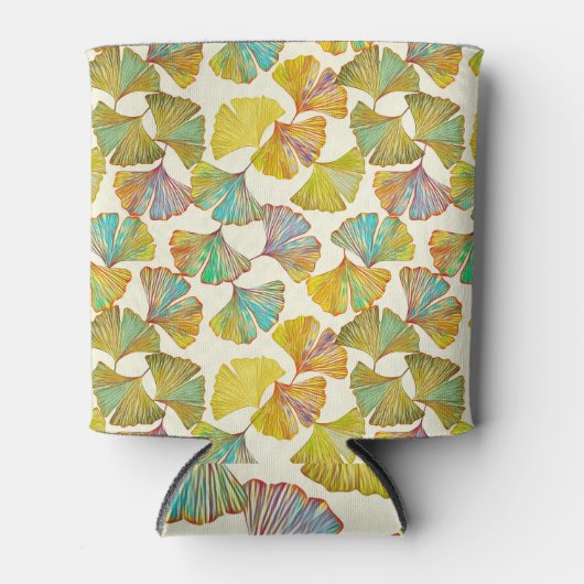 Gingko Leaves: Bloemen Abstracte kunst Blikjeskoeler (Voorkant)
