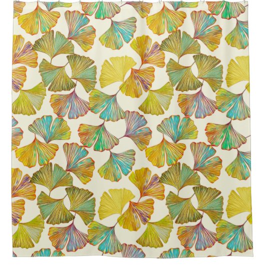 Gingko Leaves: Bloemen Abstracte kunst Douchegordijn (Voorkant)