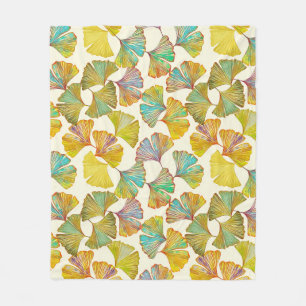 Gingko Leaves: Bloemen Abstracte kunst Fleece Deken