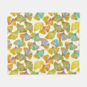 Gingko Leaves: Bloemen Abstracte kunst Fleece Deken (Voorkant (Horizontaal))