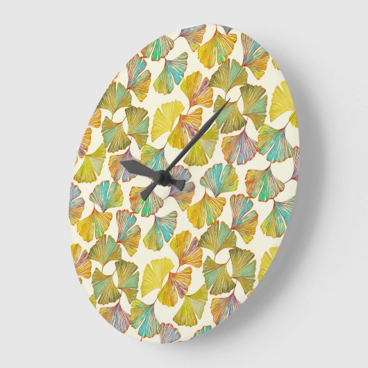 Gingko Leaves: Bloemen Abstracte kunst Grote Klok (Hoek)