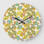 Gingko Leaves: Bloemen Abstracte kunst Grote Klok (Voorkant)