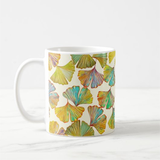 Gingko Leaves: Bloemen Abstracte kunst Koffiemok (Links)