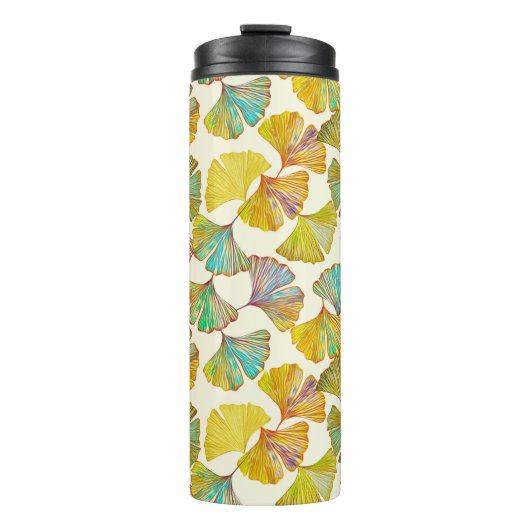 Gingko Leaves: Bloemen Abstracte kunst Thermosbeker (Voorkant)