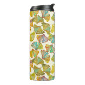 Gingko Leaves: Bloemen Abstracte kunst Thermosbeker (Gedraaid links)