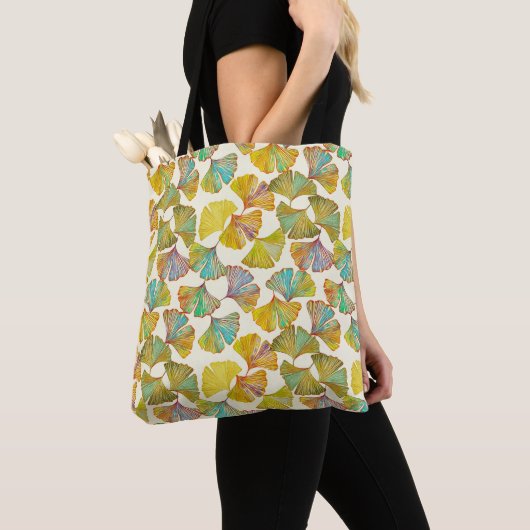 Gingko Leaves: Bloemen Abstracte kunst Tote Bag (Dichtbij)