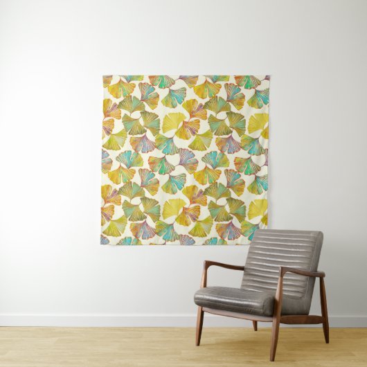 Gingko Leaves: Bloemen Abstracte kunst Wandkleed (In situ)