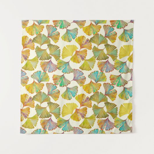 Gingko Leaves: Bloemen Abstracte kunst Wandkleed (Voorkant)