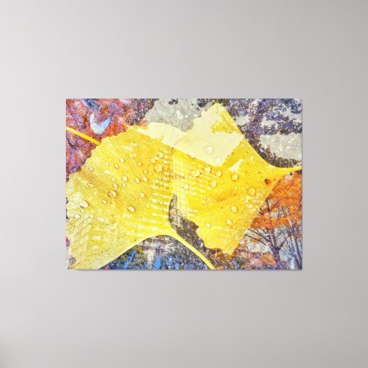 Gingko Leaves en Cityscape Canvas Afdruk (Voorkant)
