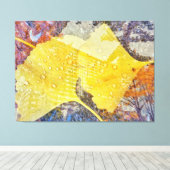 Gingko Leaves en Cityscape Canvas Afdruk (Insitu (Houten vloer))
