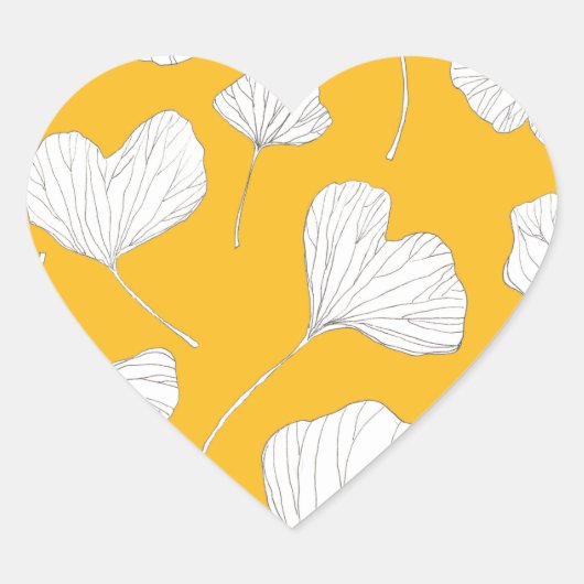 Gingko Leaves Heart Sticker (Voorkant)
