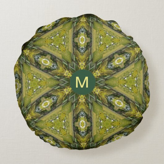 Gingko Mandala Rond Kussen (Achterkant)