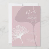Gingko Silhouette Invitation Modern Pink Wedding Kaart (Voorkant)