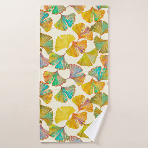 Gingko verlaat op de vloer naadloos. Watercolo Badhanddoek