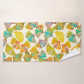 Gingko verlaat op de vloer naadloos. Watercolo Badhanddoek (Badhanddoek)