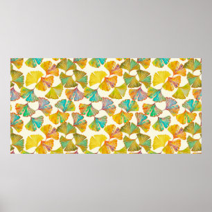 Gingko verlaat op de vloer naadloos. Watercolo Poster