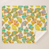 Gingko verlaat op de vloer naadloos. Watercolo Sherpa Deken (Voorkant (horizontaal))