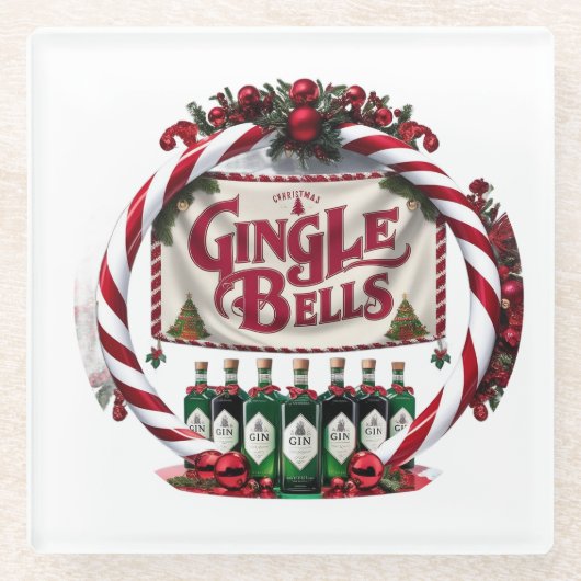 Gingle Bells Christmas Gin Display Glazen Onderzetter (Voorkant)