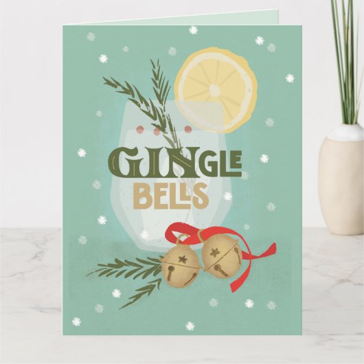 GINgle Bells Folded Holiday Greeting Kaart (Voorkant)