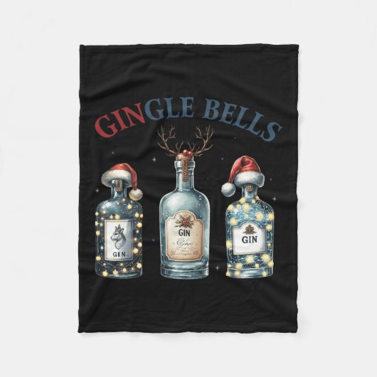 Gingle Bells Funny Gin Bells Kerstboom Me Fleece Deken (Voorkant)