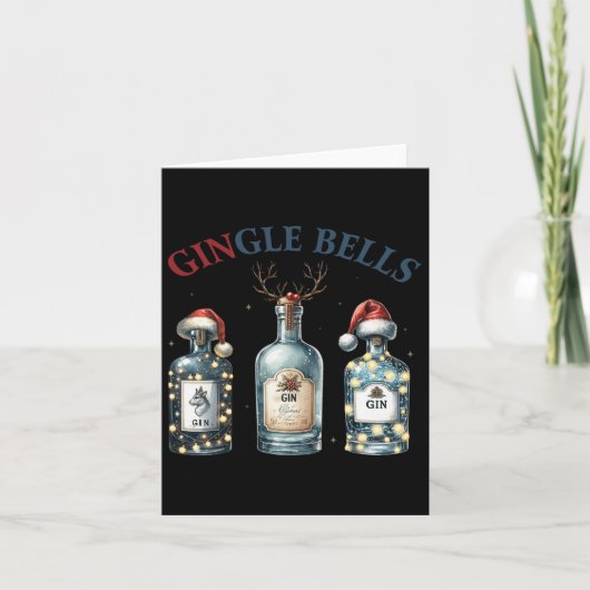 Gingle Bells Funny Gin Bells Kerstboom Me Kaart (Voorkant)