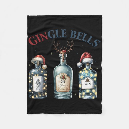 Gingle Bells Funny Gin Gin Bells Christmas Tree Me Fleece Deken (Voorkant)