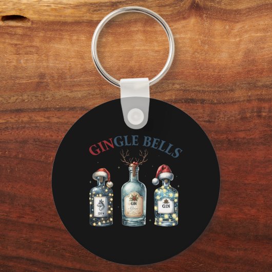 Gingle Bells Funny Gin Gin Bells Christmas Tree Me Sleutelhanger (Voorkant)