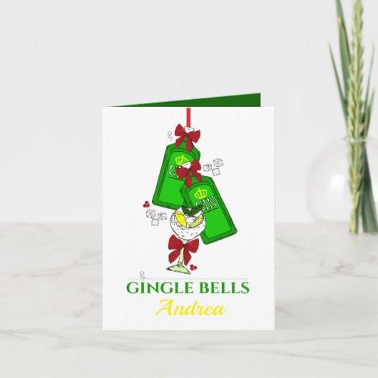 Gingle Bells Gin Lover Kerstcocktails Feestdagen Kaart (Voorkant)