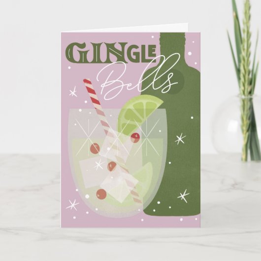 GINgle Bells Holiday Spirits Gevouwen Wenskaart Kaart (Voorkant)