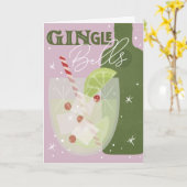 GINgle Bells Holiday Spirits Gevouwen Wenskaart Kaart (Gele Bloem)