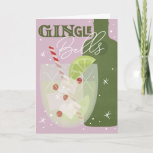 GINgle Bells Holiday Spirits Gevouwen Wenskaart Kaart