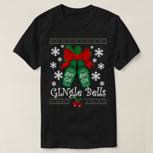 GINgle Bells Ugly Kerstmis Mistletoe Xmas T-shirt (Design voorkant)