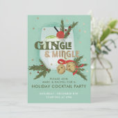 GINgle & Mingle Vakantie Cocktail Party Uitnodigin Kaart (Staand voorkant)