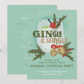 GINgle & Mingle Vakantie Cocktail Party Uitnodigin Kaart (Voorkant / Achterkant)