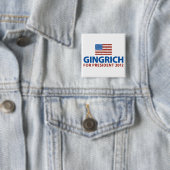 Gingrich voor President Vierkante Button 5,1 Cm (In situ)