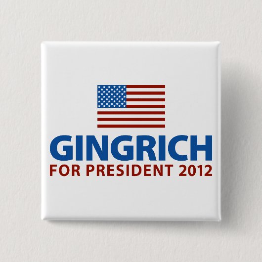 Gingrich voor President Vierkante Button 5,1 Cm (Voorkant)