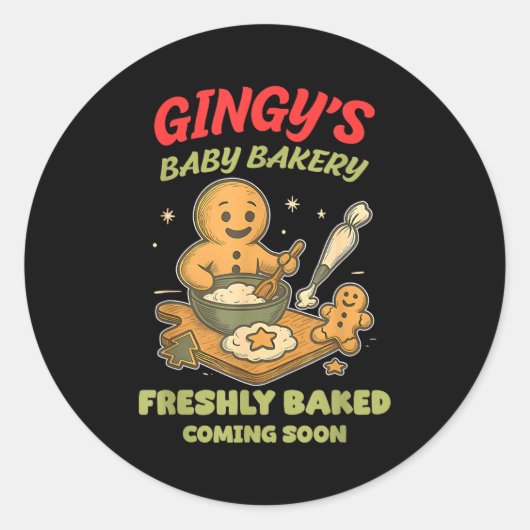 Gingy's Baby Bakery Freshly Baked Coming Soon Chri Ronde Sticker (Voorkant)