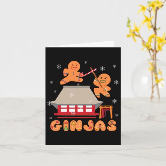 Ginja Ninja Ginjas Gingerbrood Ninjas Kerstmis Gi Kaart (Gele Bloem)